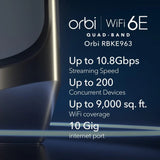 NETGEAR® Orbi RBKE963 (AXE11000) Quad-Band WiFi 6E Mesh - 3 node