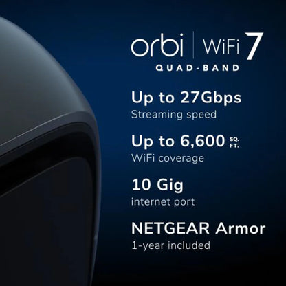 NETGEAR® Orbi RBE973 (BE27000) Quad-Band WiFi 7 Mesh - 3 node