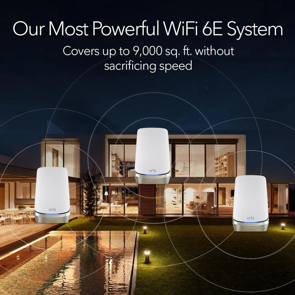 NETGEAR® Orbi RBKE963 (AXE11000) Quad-Band WiFi 6E Mesh - 3 node