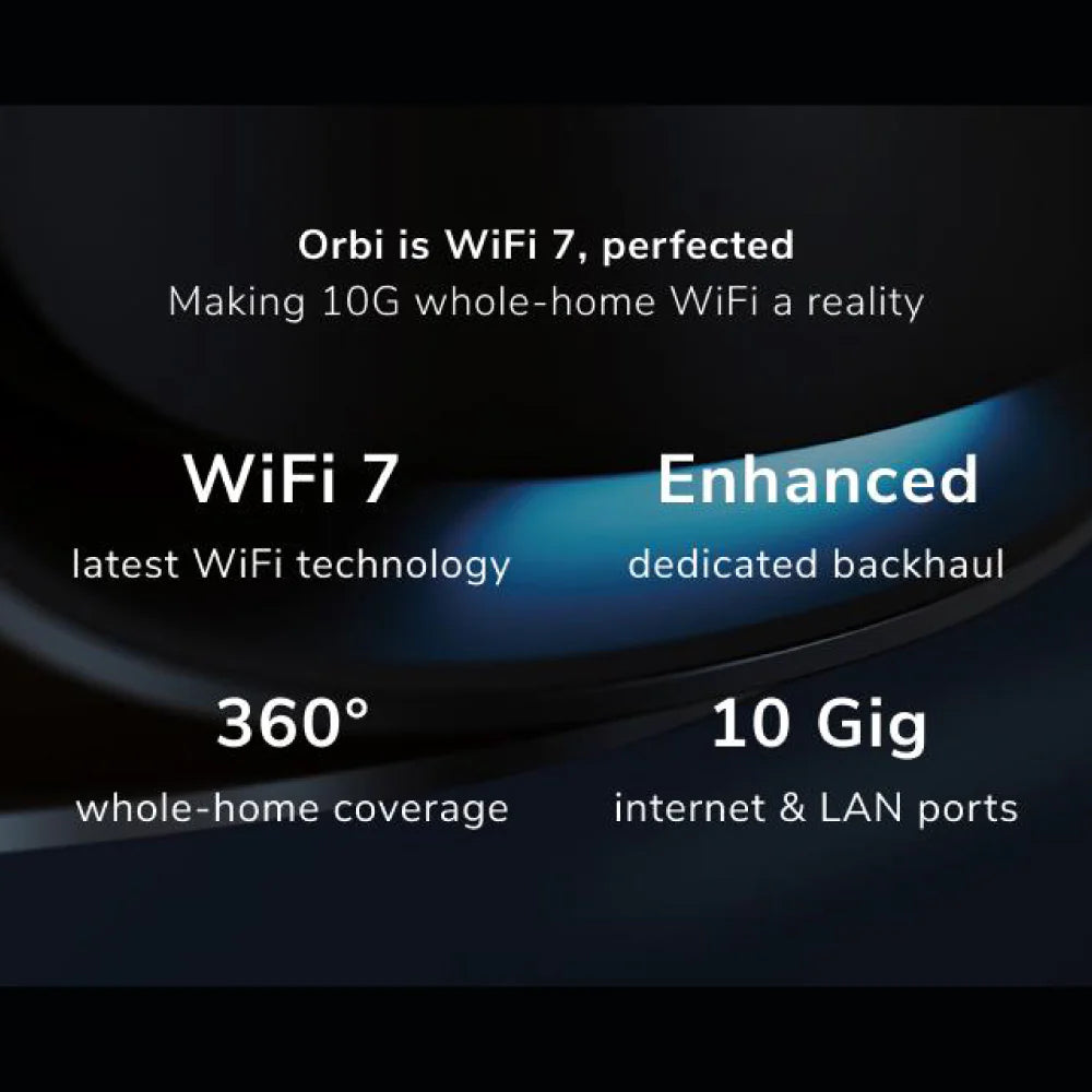 NETGEAR® Orbi RBE972 (BE27000) Quad-Band WiFi 7 Mesh - 2 node