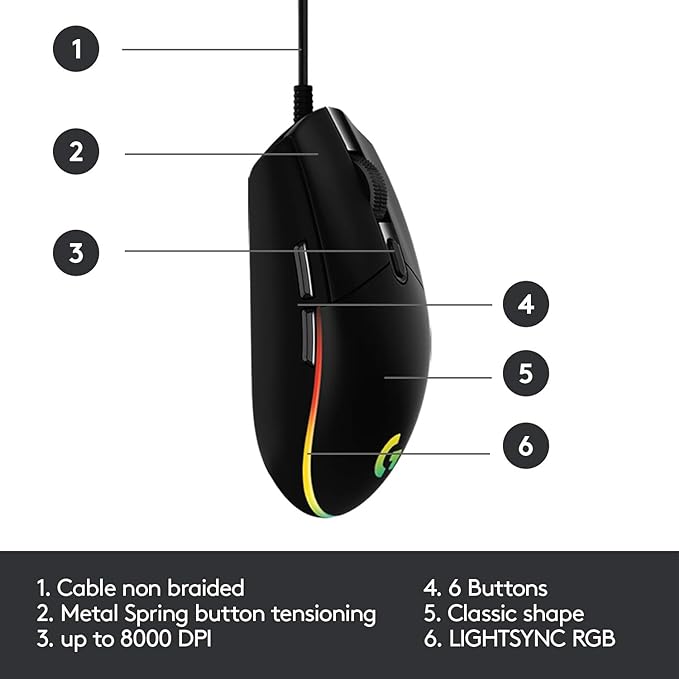 Logitech G203 LIGHTSYNC RGB Wired Mouse