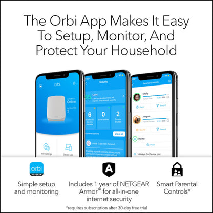 Netgear Orbi RBK763 (AX5400) Tri-Band WiFi-6 Mesh - 3 node